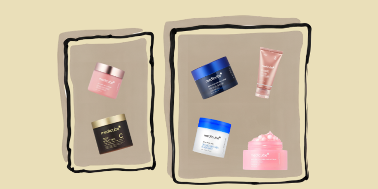Blog Post Banner with Medicube items flying